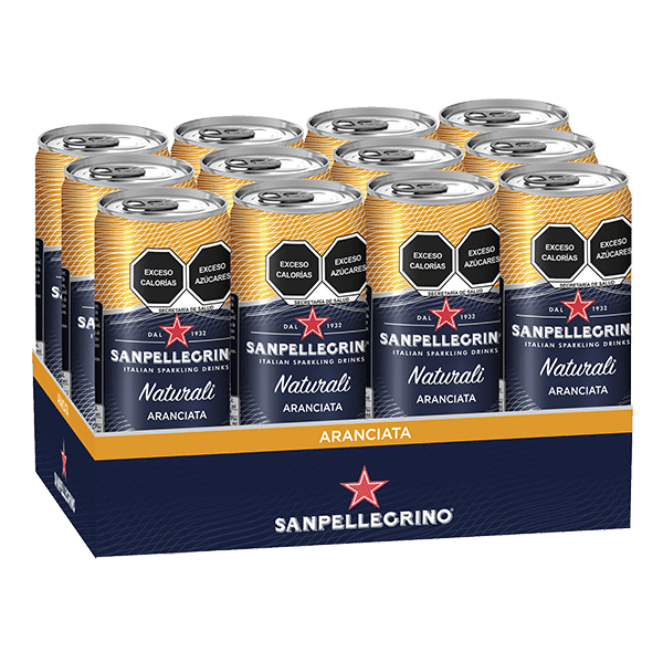 paquete de San Pellegrino Aranciata Naturali con 12 latas de 330 ml c/u