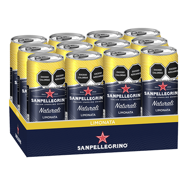 paquete de San Pellegrino limonata Naturali con 12 latas de 330 ml c/u