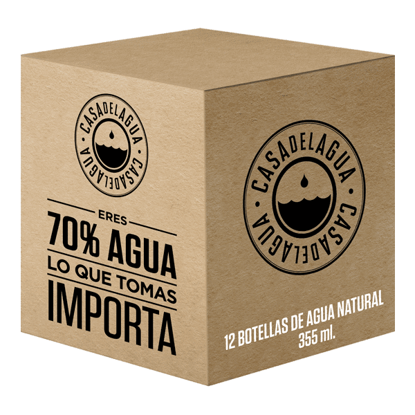 caja de agua casa del agua natural 355 ml con 12 botellas