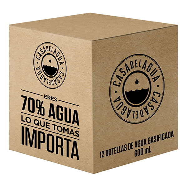 caja de agua casa del agua gasificada 600 ml con 12 botellas